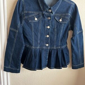 Denim Jacket with Peplum Hem